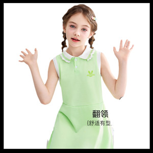 马克华菲女童连衣裙2025夏季新款韩版POLO公主裙子无袖学院风嘿jz