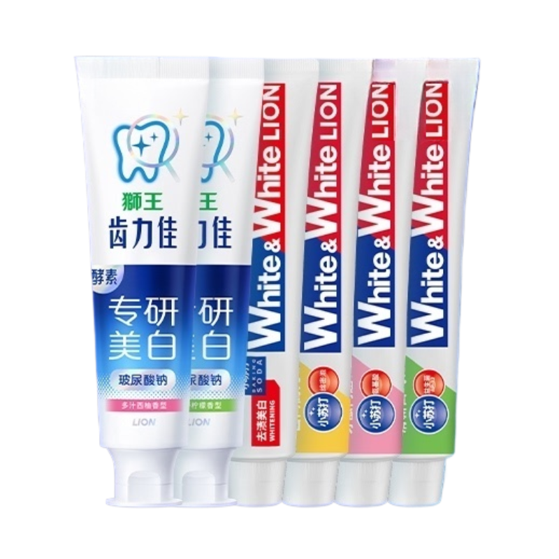 LION狮王齿力佳酵素专研美白white小苏打专研大白牙膏6支到手700g 35.8元