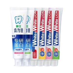 LION狮王齿力佳酵素专研美白white小苏打专研大白牙膏6支到手700g