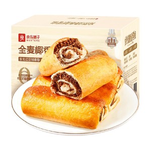 良品铺子全麦椰香红豆卷整箱豆沙面包蛋糕点营养早餐食品办公零食