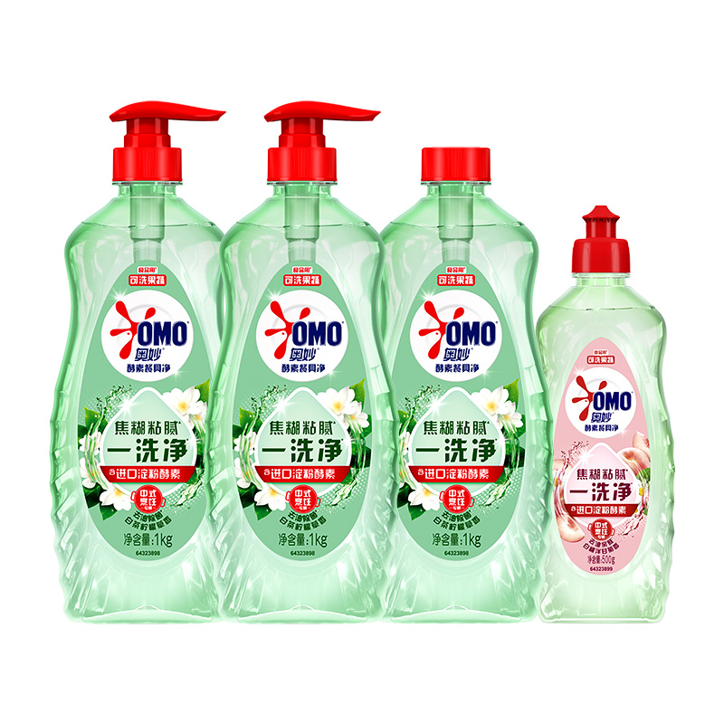 OMO奥妙酵素果蔬食品用净洗洁精洗涤餐具蔬果去农残1kg*3多香型 29.9元