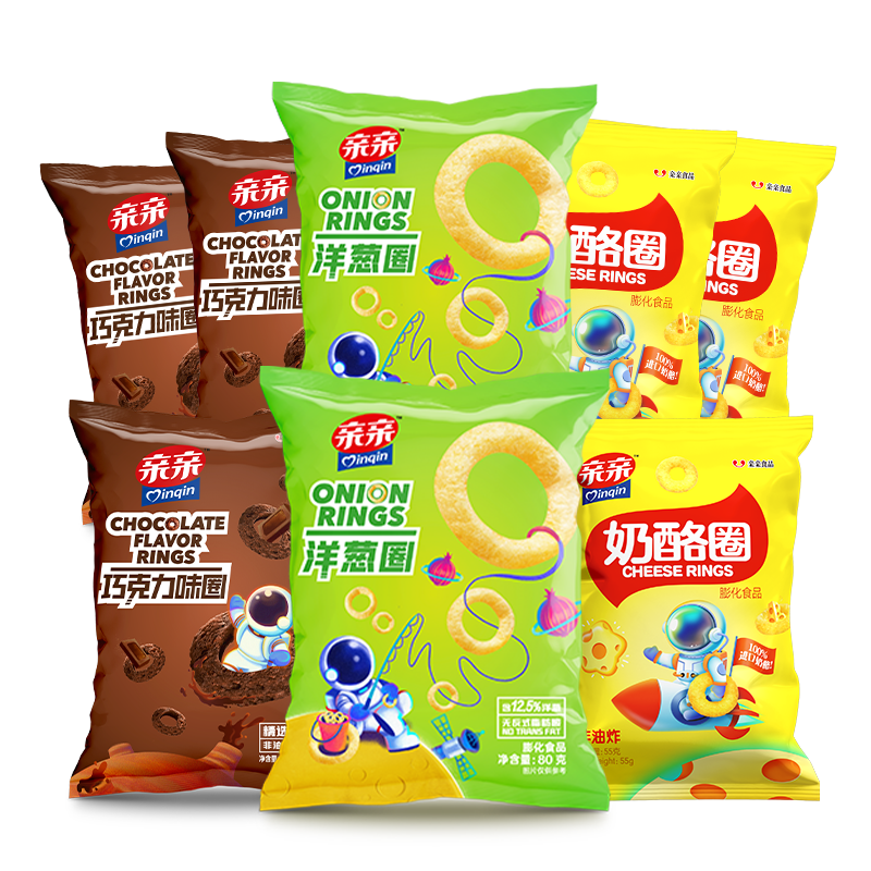 亲亲鲜虾片大包虾条洋葱巧克力圈办公室零食网红休闲食品膨化礼物 14.92元
