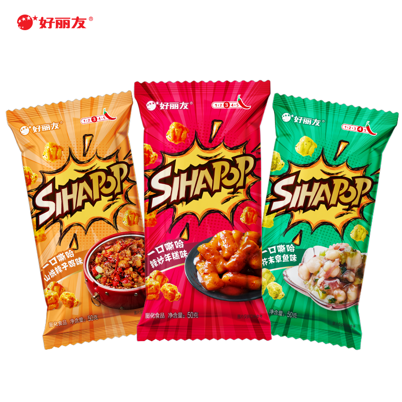 【辣味新品】好丽友嘶哈小食休闲追剧零食薯片膨化食品斯哈鸡米花 13.48元
