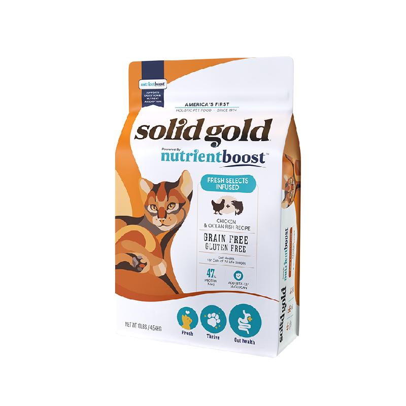 SolidGold素力高鸡&鱼双拼生鲜无谷猫粮10磅/4.54kg效期至26年5月 567.4元
