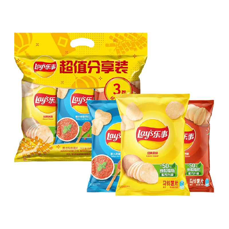Lay’s/乐事薯片超值分享装多口味组合露营踏青零食囤货送礼