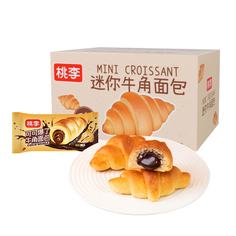 桃李可可爆了面包巧克力酱夹心迷你牛角包爆浆面包早餐休闲零食