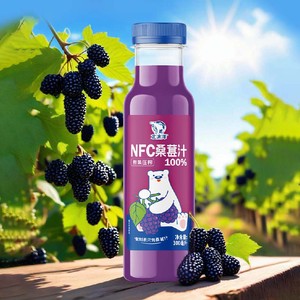 北冰洋100%NFC桑葚汁鲜果压榨纯果汁瓶装300ml*6瓶