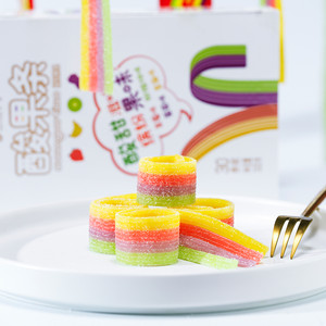 小样酸果条210g盒装糖果果汁软糖橡皮糖多口味儿童水果味休闲零食