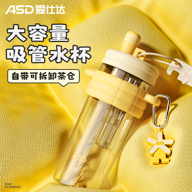 爱仕达大容量吸管水杯2025新款女夏日高颜值便携耐高温tritan杯子 22.1元