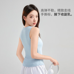 新氧乐动兰精莫代尔高弹运动背心速干透气跑步无袖上衣紧身瑜伽2
