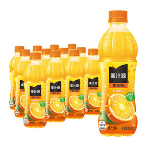 田嘉瑞同款美汁源果粒橙果汁果味饮料450ml*12瓶含维C可口可乐