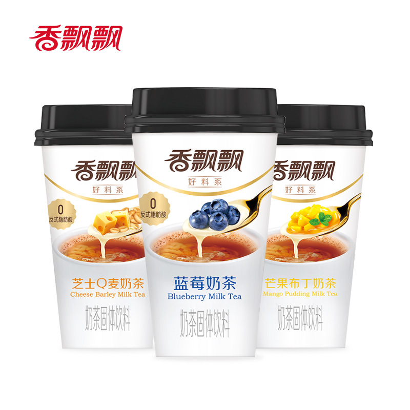香飘飘好料系列6杯散杯装冲饮代餐杯装奶茶蓝莓芒果红豆奶茶粉 29元