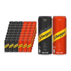 可口可乐 怡泉碳酸饮料330ml*24罐*2箱（原味+干姜水）