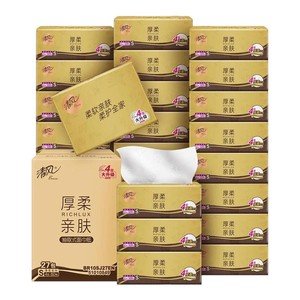 清风厚柔金装4层80抽27包家用卫生面巾纸餐巾实惠装抽纸