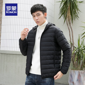 罗蒙男士休闲短款羽绒服2025秋季新款时尚百搭保暖纯色轻薄外套男