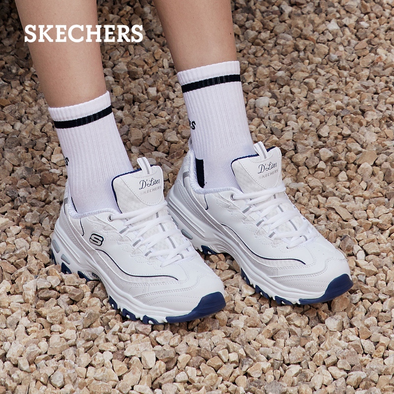 Skechers斯凯奇海军蓝|小白熊老爹鞋秋女鞋熊猫鞋厚底增高休闲鞋 161元