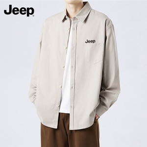 Jeep吉普长袖衬衫男款春秋季衬衣2025新款男士纯棉开衫休闲外套