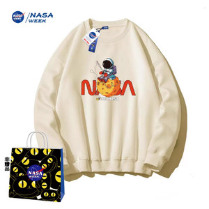 NASA WEEK2025圆领连帽卫衣男女潮牌宽松百搭简约秋季情侣上衣XB