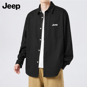 Jeep吉普长袖衬衫男款春秋季衬衣2025新款男士纯棉开衫休闲外套