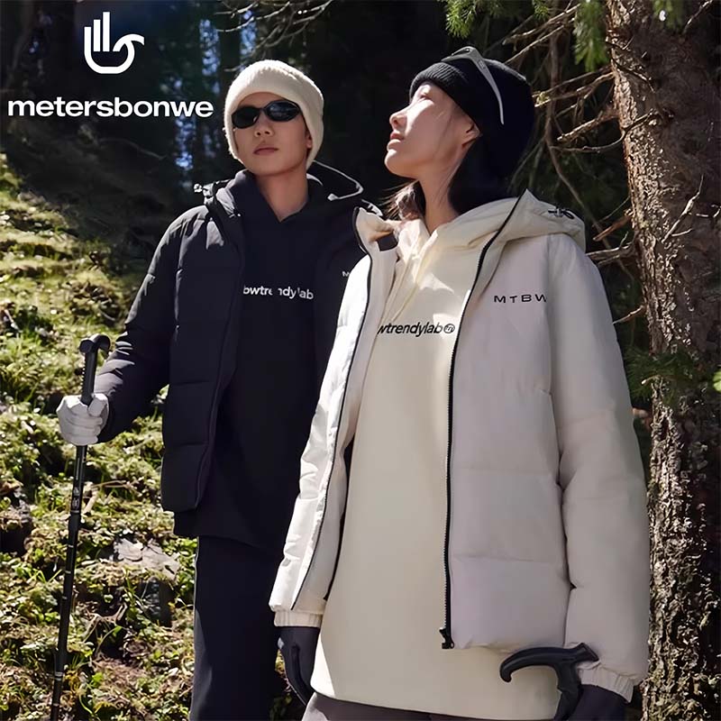 美特斯邦威棉服男女同款2025秋季新款拼接撞色宽松保暖外套棉衣