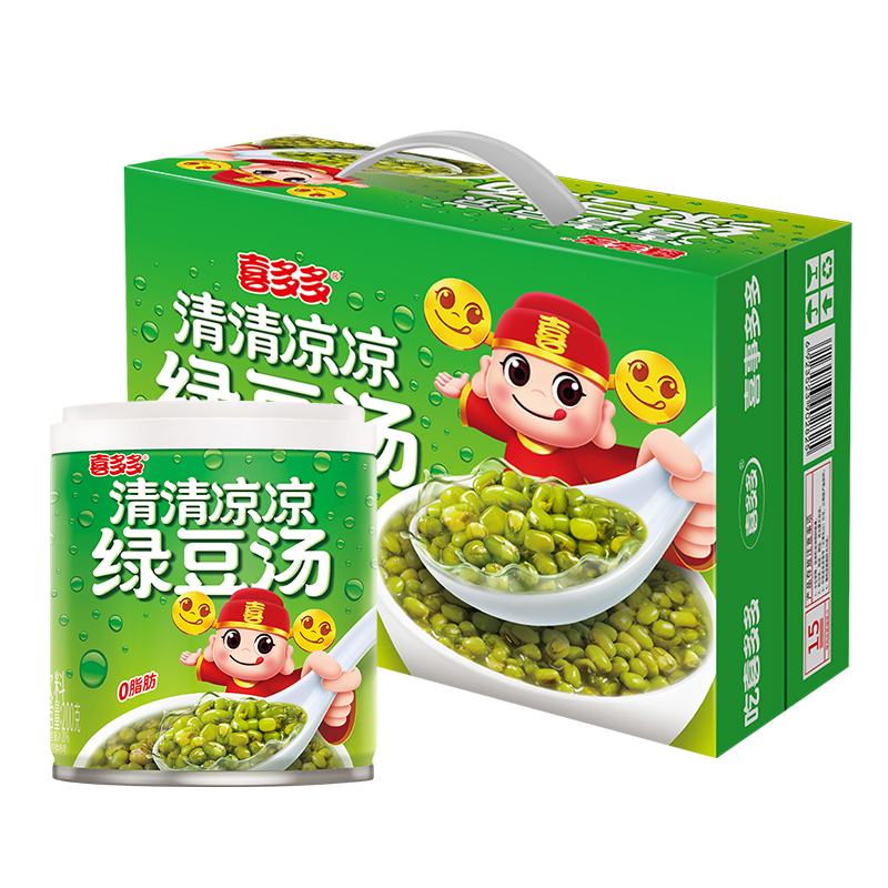 喜多多绿豆汤小罐装200g*12罐绿豆冰沙 夏季清凉解暑水果罐头饮料 26.2元