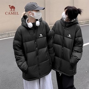 企鹅x骆驼羽绒服白鸭绒2025秋冬新款男女连帽加厚面包服短款外套