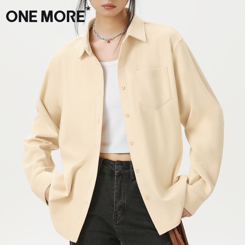 one more蓝色衬衫外套女秋季上衣女士2025新款大码胖mm加绒上衣Y 39.1元