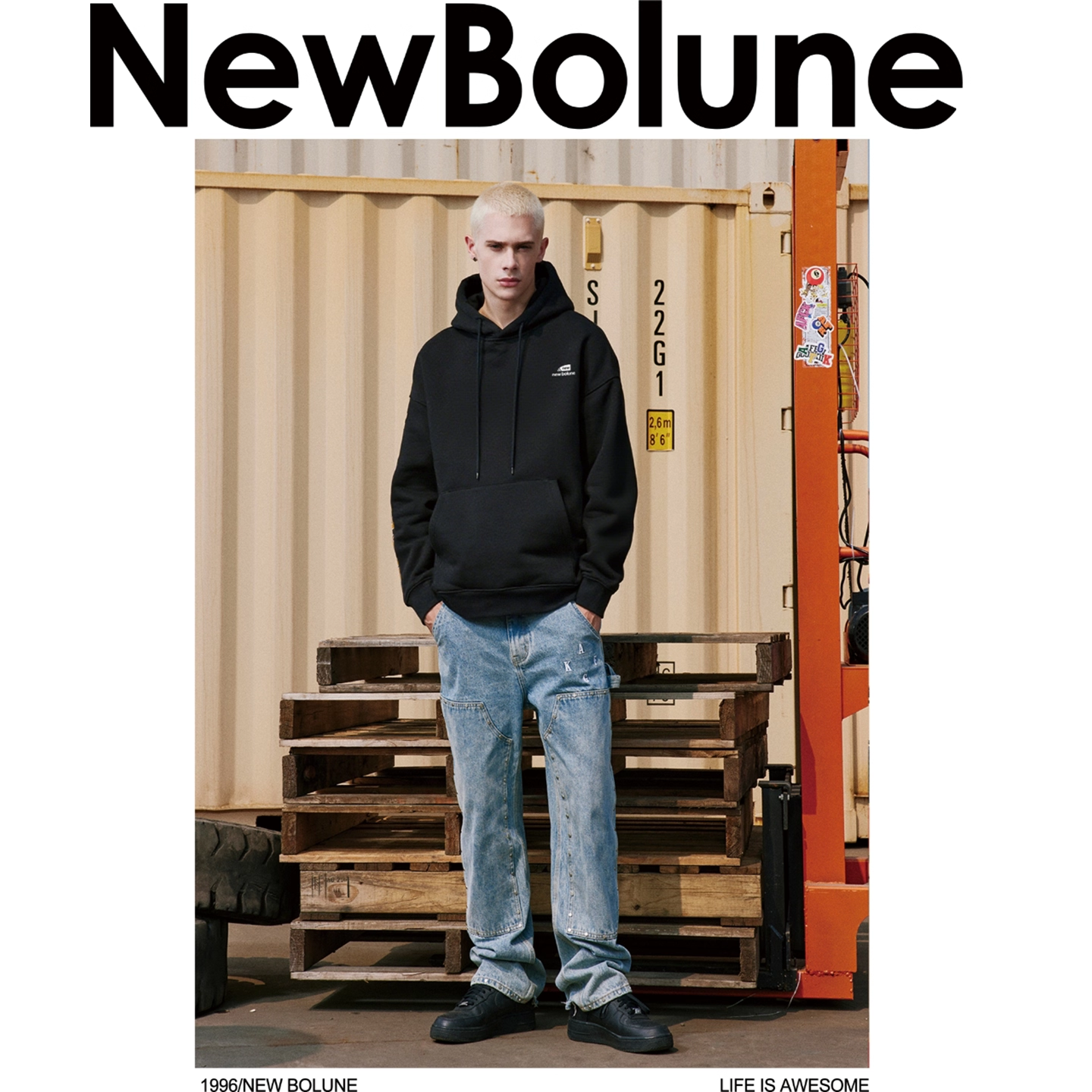 NEW BOLUNE/新百伦官网美式帽衫潮流运动休闲宽松情侣重磅卫衣 59.9元