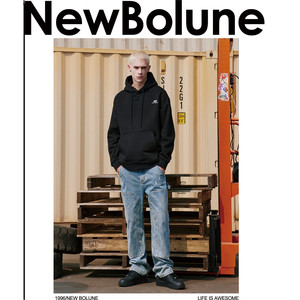 NEW BOLUNE/新百伦官网美式帽衫潮流运动休闲宽松情侣重磅卫衣