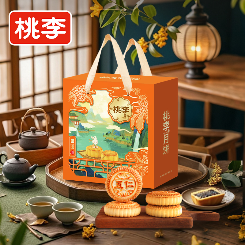 桃李团圆月饼700g礼盒老式五仁月饼京式大月饼中秋团购传统糕点yk 19.9元