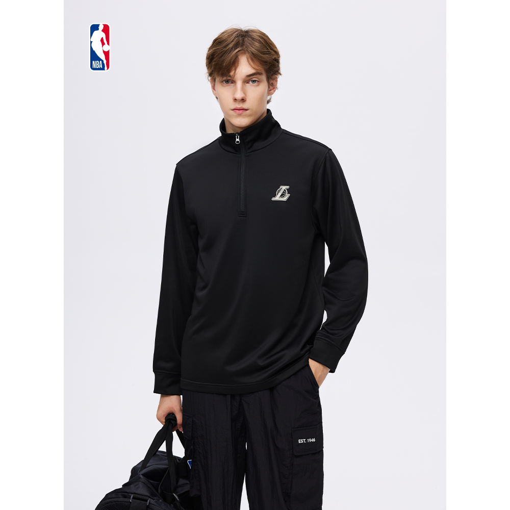 NBA官方勇士/湖人/联盟男女同款半拉链修身运动早秋长袖T恤