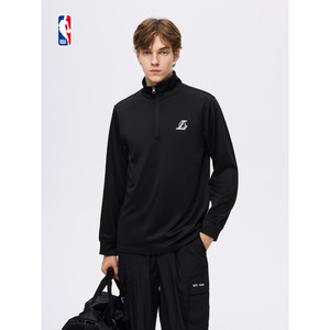 NBA官方勇士/湖人/联盟男女同款半拉链修身运动早秋长袖T恤
