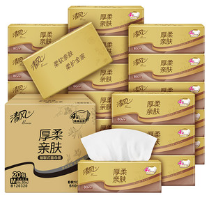 清风抽纸金装厚柔系列3层/4层M码餐巾纸面巾纸餐巾纸纸巾整箱
