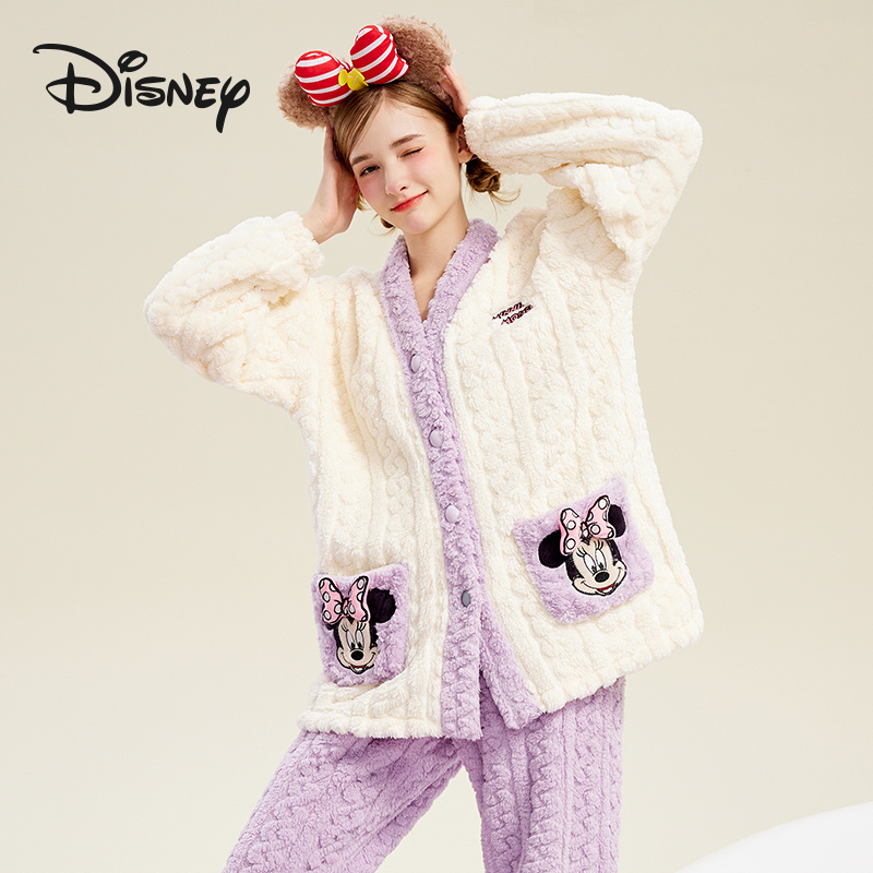 Disney/迪士尼宽松家居服女秋冬加绒睡衣套装 29.9元