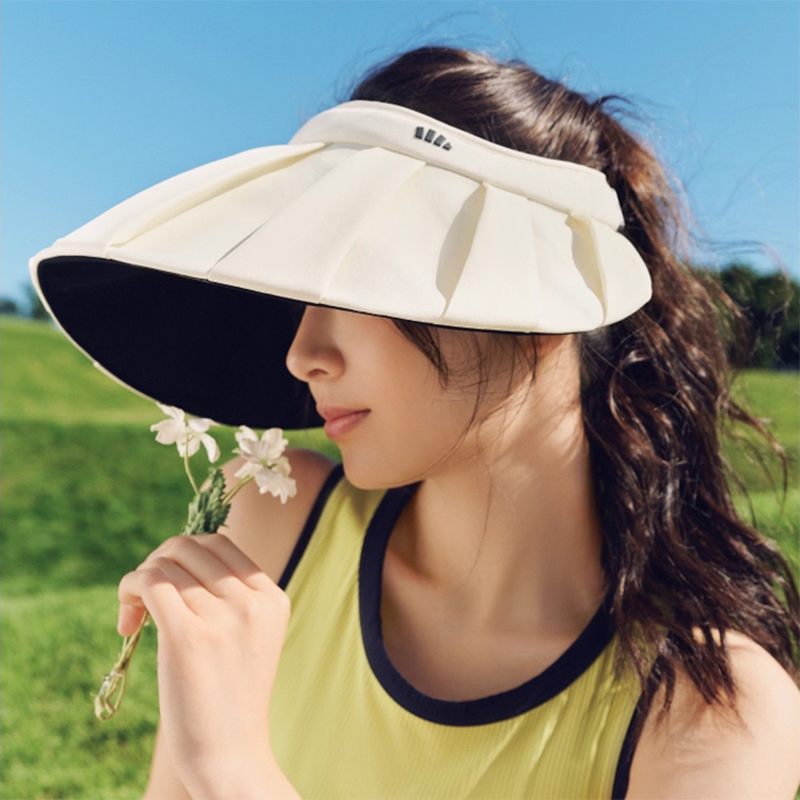 蕉下百褶贝壳帽夏季丝绒黑胶防晒帽女防紫外线凉感透气太阳空顶帽 89元