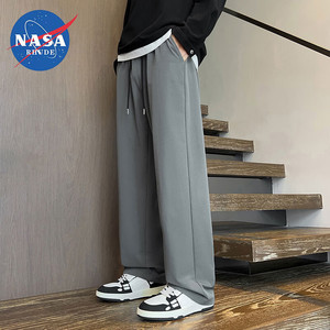 旗舰店】NASA RHUDE 男士黑色直筒运动裤 深灰色 L 【110-130斤