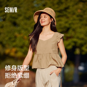 【清仓-情侣衬衫合集A】森马衬衫女落肩宽松短袖衬衣男慵懒舒服