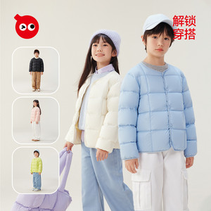 红豆童装儿童羽绒服轻薄内胆2025秋冬新款圆领男女童长袖轻薄保暖