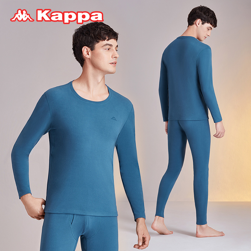 Kappa/卡帕植绒肌底衣保暖情侣套装简约长袖长裤秋衣秋裤 59元