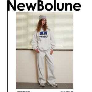 NEW BOLUNE/新百伦官网美式帽衫潮流运动休闲宽松情侣重磅卫衣