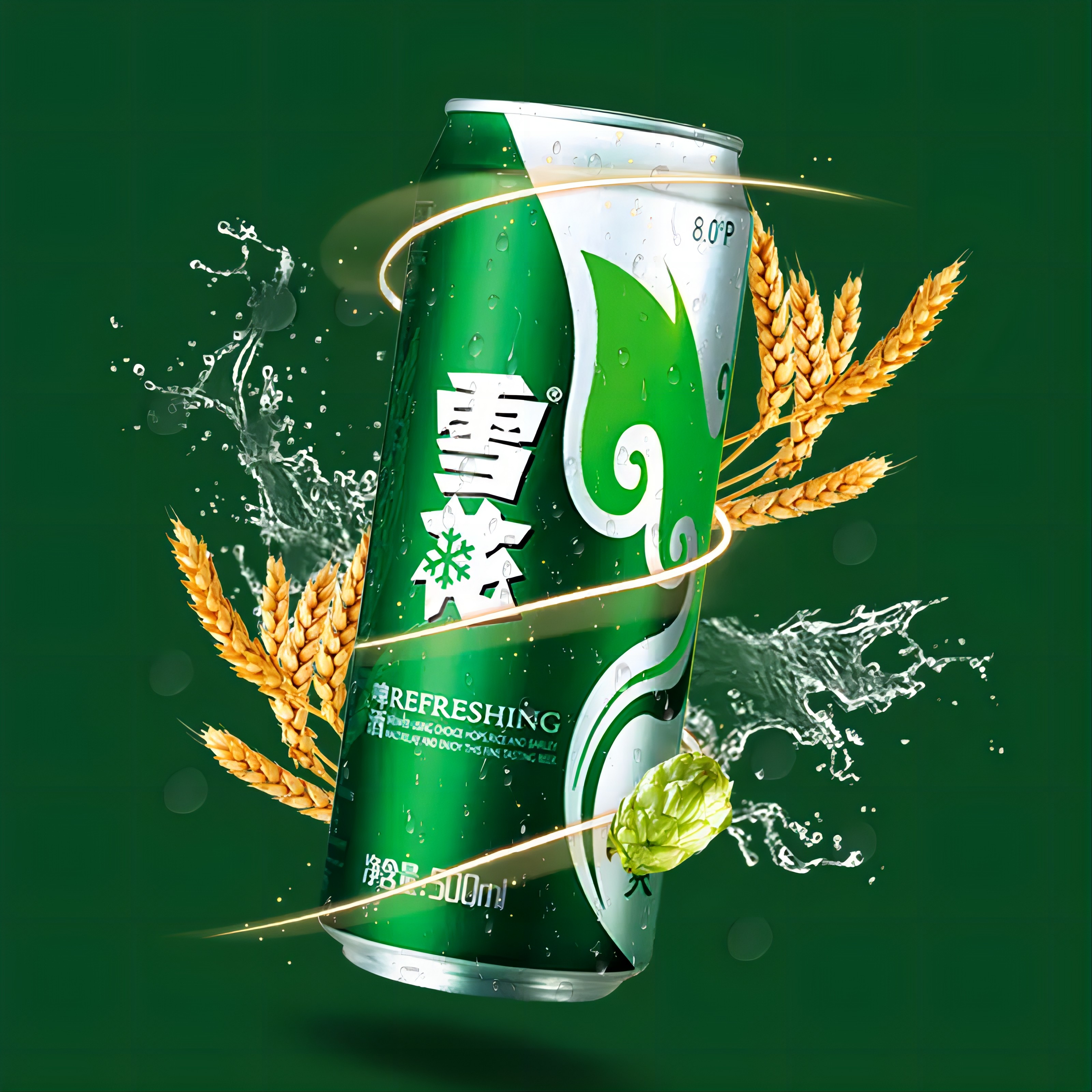 雪花啤酒清爽500ml*24听*2箱 麦汁浓度8度罐装整箱啤酒官方 140元
