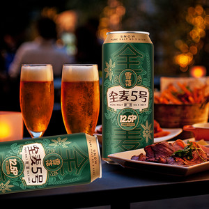 雪花啤酒全麦5号500ml*21听整箱全麦芽12.5高麦汁浓度官方旗舰店
