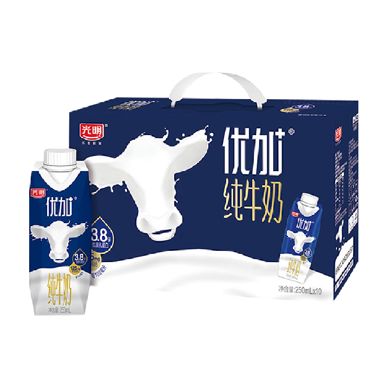 【包装随机】光明优加3.8蛋白梦幻盖纯牛奶250ml*10盒 38.21元