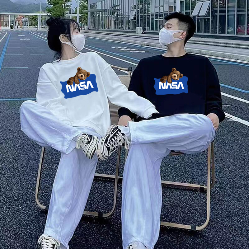 NASA WEEK2025圆领连帽卫衣男女潮牌宽松百搭简约秋季情侣上衣FM