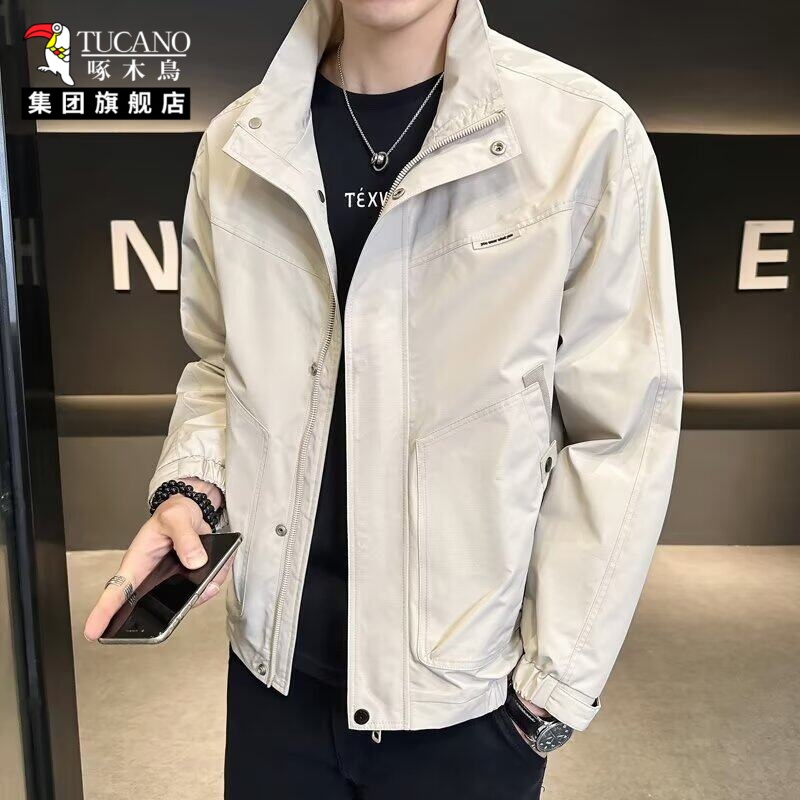 啄木鸟男士外套秋冬季2025新款潮牌宽松大码韩版休闲立领夹克男XN 79.9元