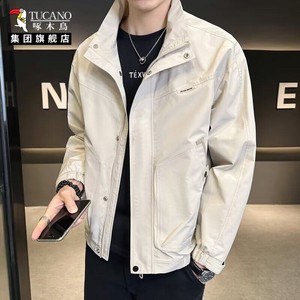 啄木鸟男士外套秋冬季2025新款潮牌宽松大码韩版休闲立领夹克男XN