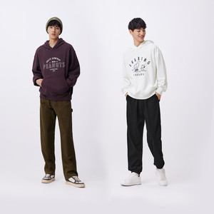超值促销04-森马340g重磅纯棉连帽卫衣男2025宽松复古外套上衣