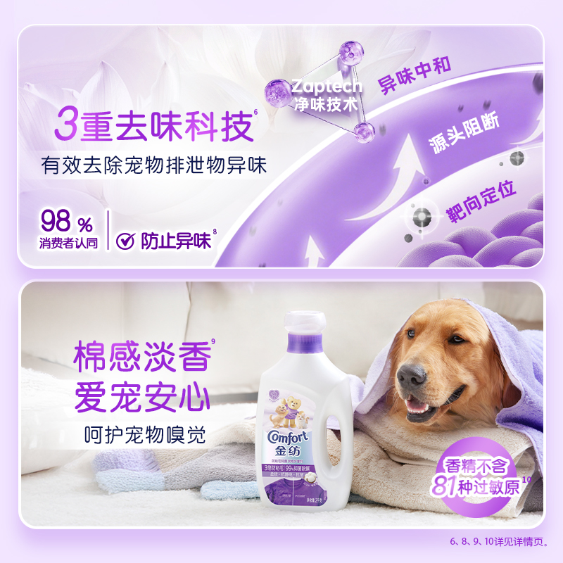 金纺防粘毛抑菌衣物护理柔顺剂宠物家庭专用抗皱防静电官方旗舰店 60.5元