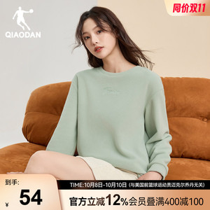 乔丹运动卫衣女2025年秋季新款加绒保暖上衣圆领时尚舒适套头衫女