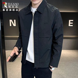 啄木鸟2025春秋新款男士外套翻领时尚潮流青年夹克百搭宽松上衣XN